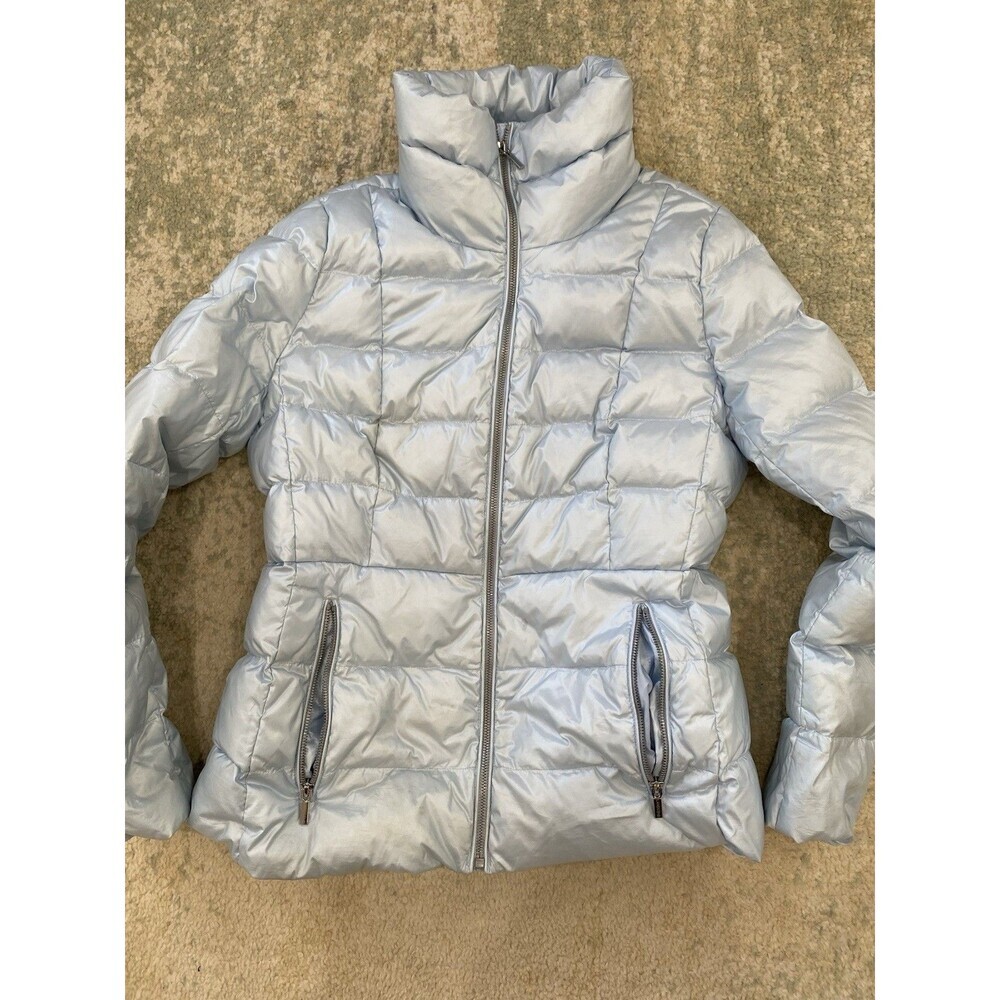Lands' End Woman's Blue Puffer Jacket Full Zip Size 10 Down Feather Fill Coat